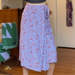 & other stories floral red and lavender wrap skirt